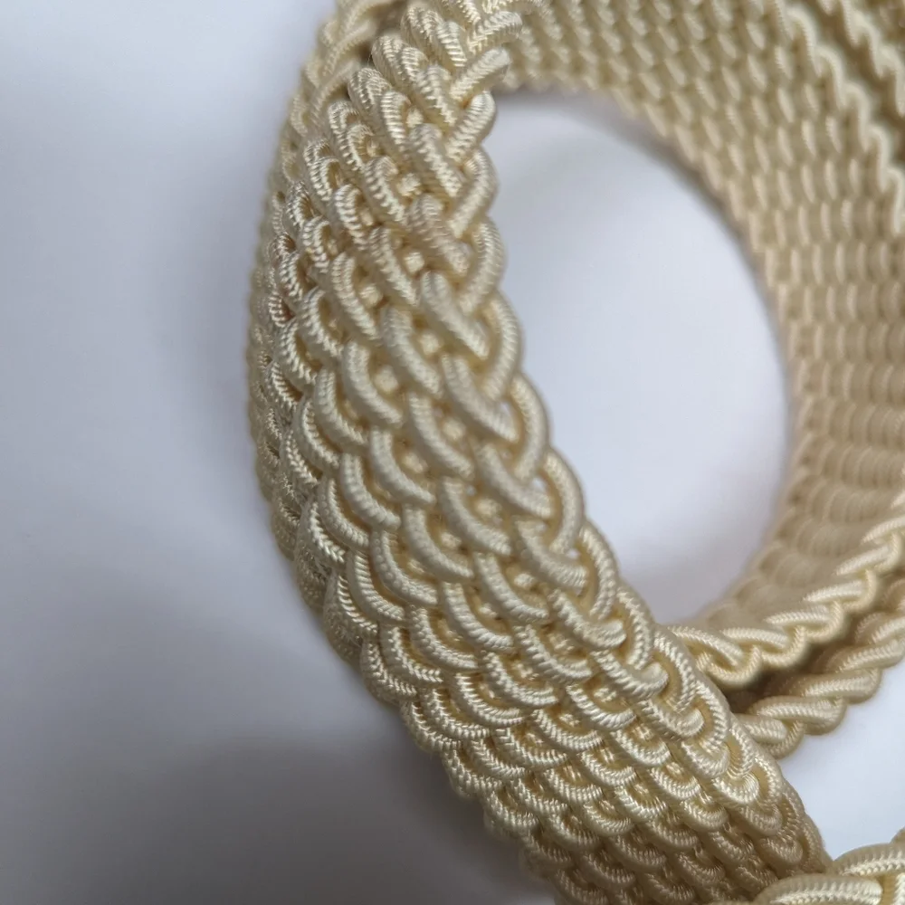 Braided Elastic Beige Men’s Belt with Suede Buckle